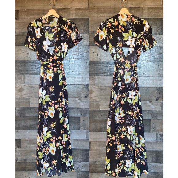 Nightwalker Black Floral Cut out Maxi Dress - Picture 6 of 6